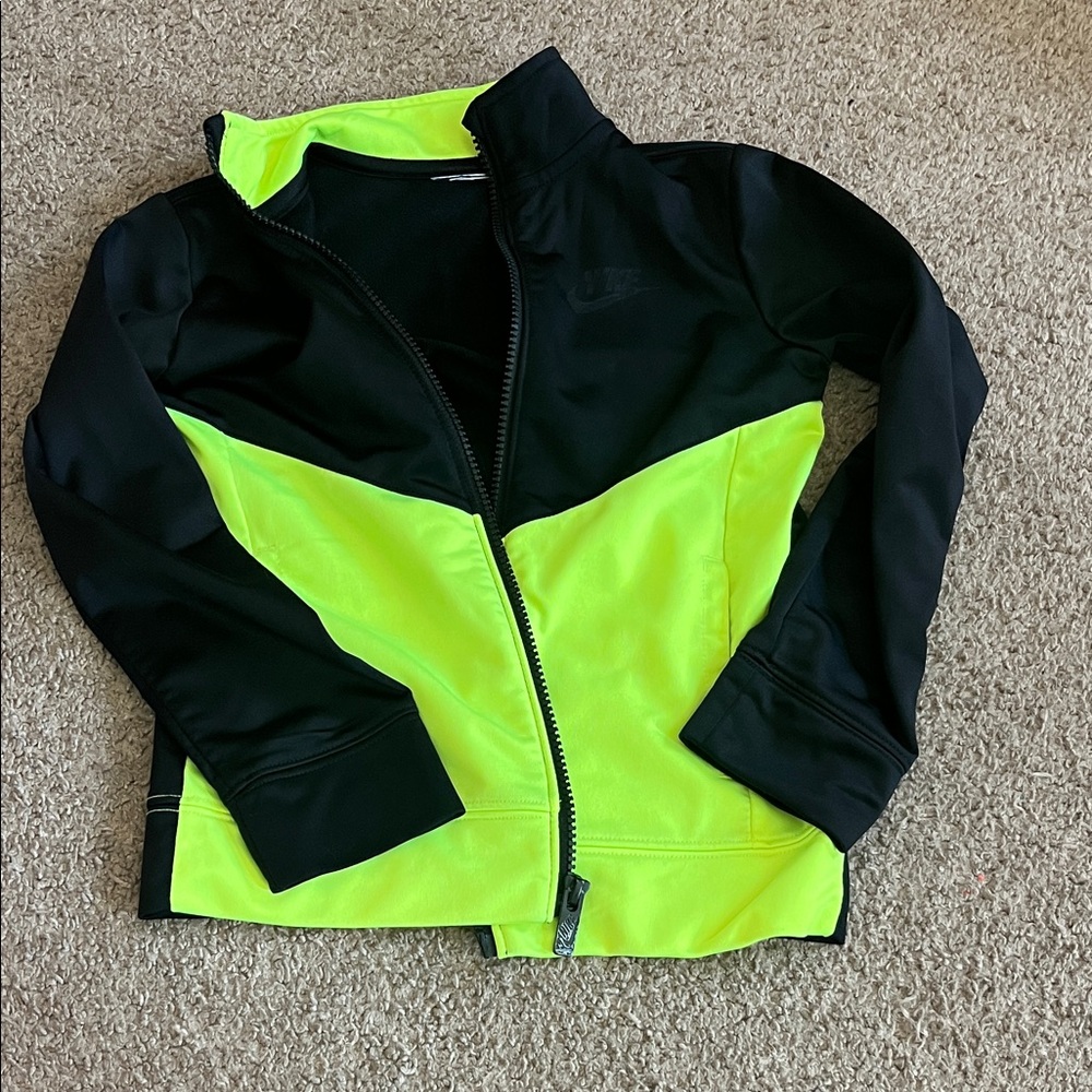 Nike Black and Bright Yellow Sports Jacket